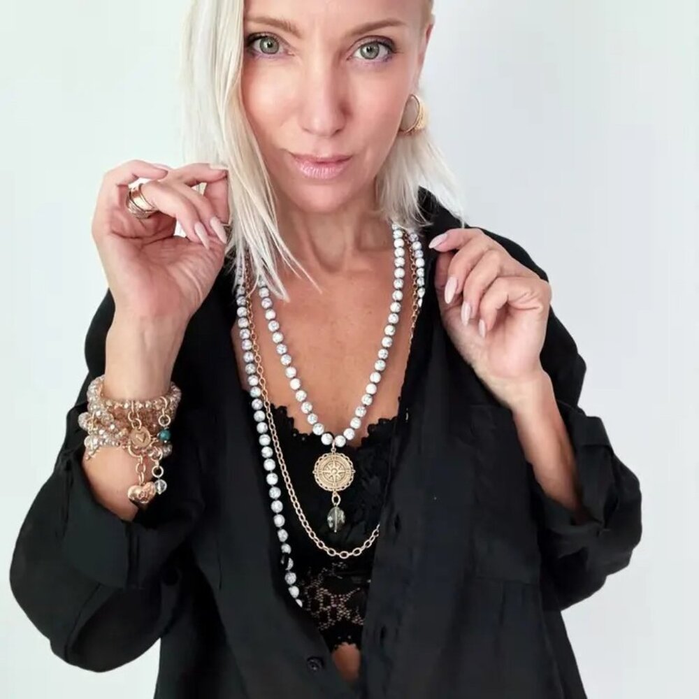 "Trust the Journey" Compass Long Chain Fusion Necklace